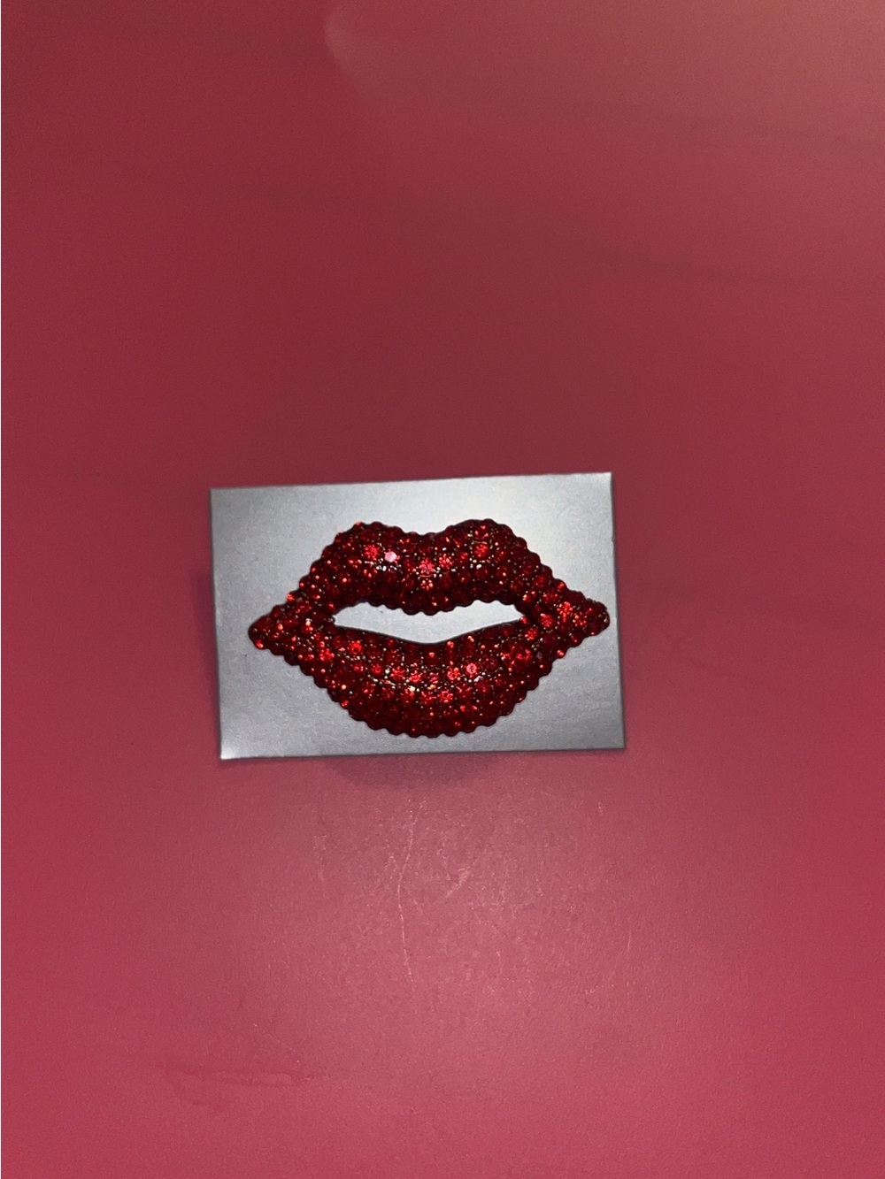 New Red Crystal Lip Brooch - Women Accessories